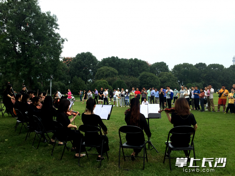 中央大草坪上,“秋之颂”橘子洲假日音乐会让游客如痴如醉。 中央大草坪上,“秋之颂”橘子洲假日音乐会让游客如痴如醉。