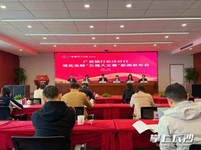 11月3日，广发银行长沙分行召开新闻发布会，发布落实金融“五篇大文章”支持区域发展情况。 通讯员供图