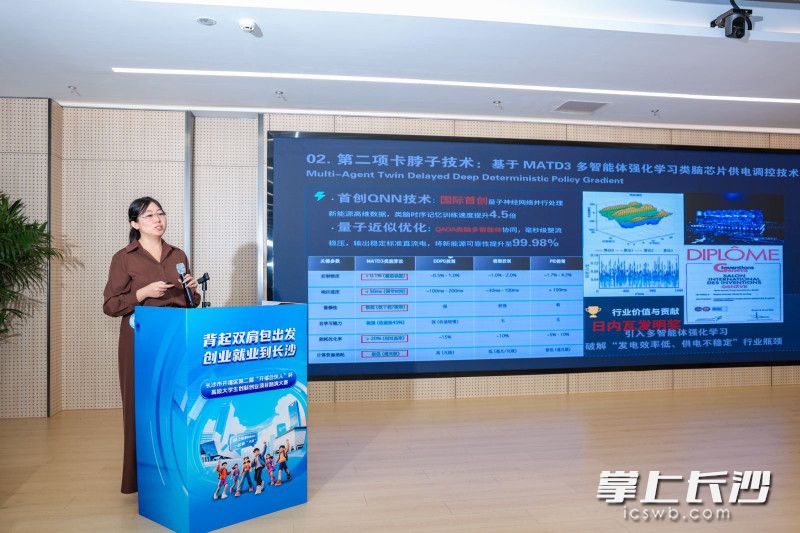 清华大学朱雪涛团队带来“基于量子增强的全球智慧电网MOF新能源”项目。 均为长沙晚报通讯员杨帅供图 清华大学朱雪涛团队带来“基于量子增强的全球智慧电网MOF新能源”项目。 均为长沙晚报通讯员杨帅供图