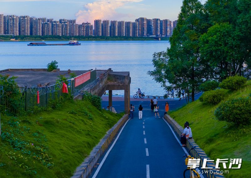 三汊矶大桥西岸这条临江小路火出圈，吸引大批游客专程前来拍照打卡。 均为长沙晚报全媒体记者邹麟摄