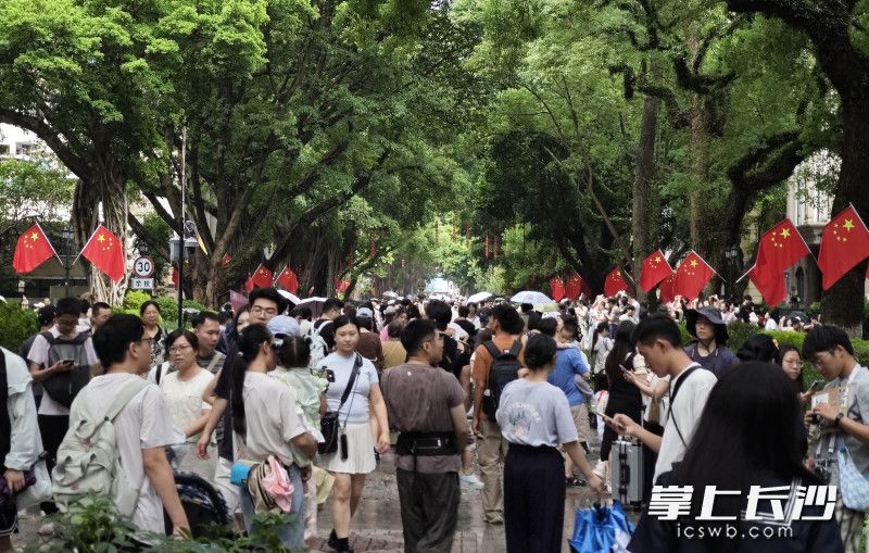 沙面大街人头涌动。 沙面大街人头涌动。