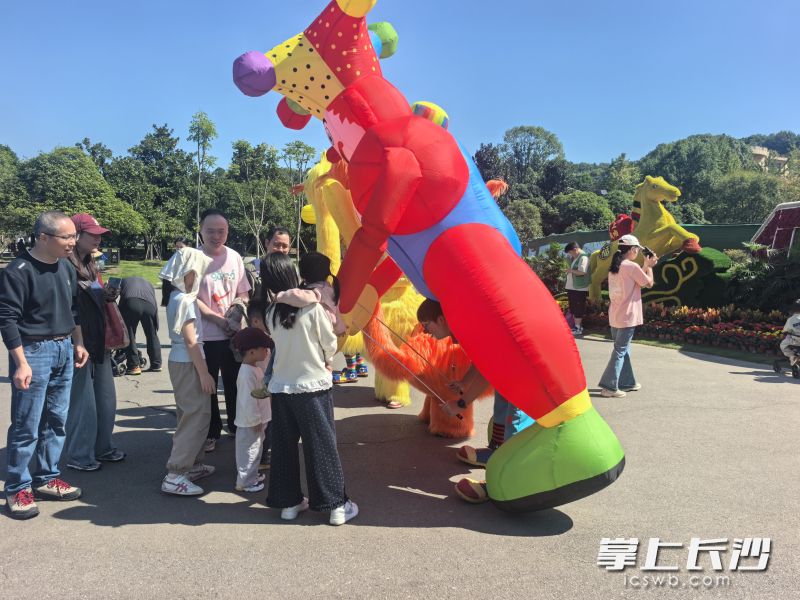 动物卡通玩偶很受游客欢迎。