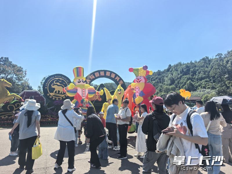 动物园入口广场排起长队。图片均为长沙晚报全媒体记者 刘军 摄