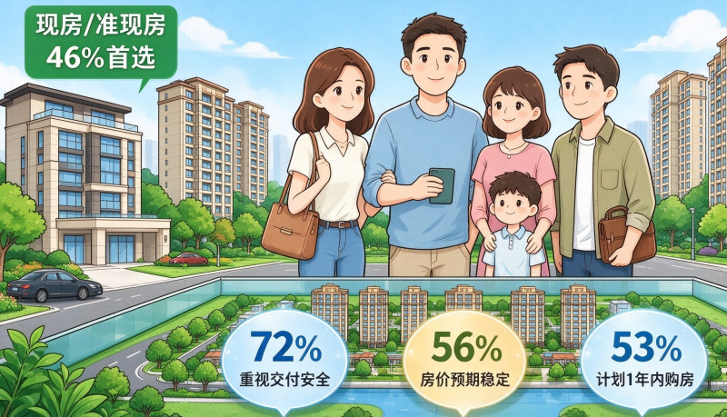 最新调查显示,购房偏好结构明显重构,现房、准现房跃升为居民购房首选。 AI制图 最新调查显示,购房偏好结构明显重构,现房、准现房跃升为居民购房首选。 AI制图