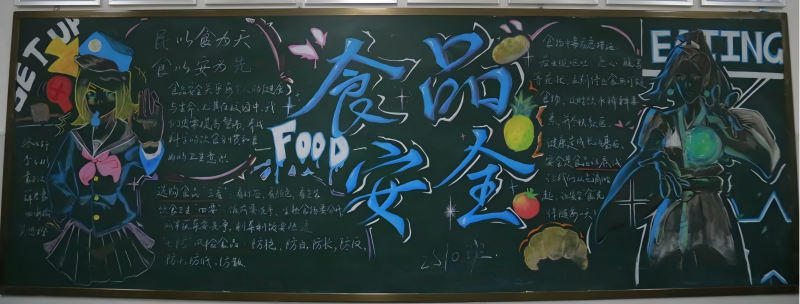学校开展“食品安全”主题黑板报评比活动。 学校开展“食品安全”主题黑板报评比活动。