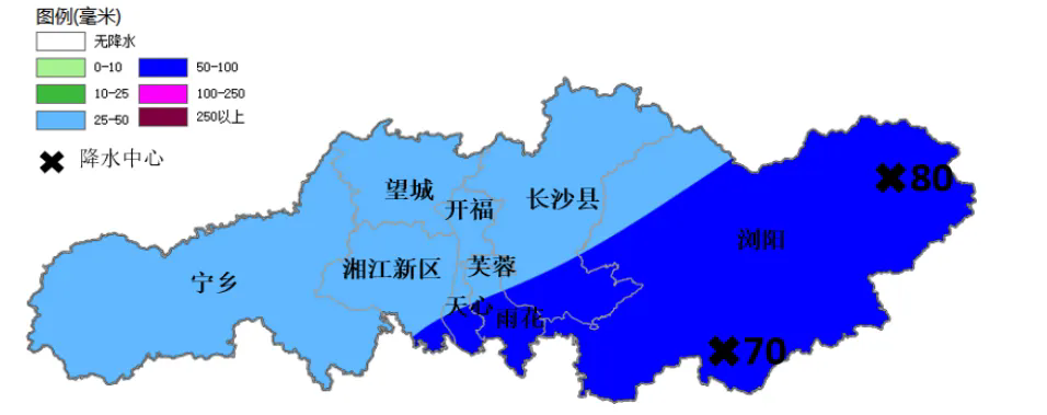 图2:6月13日08时至13日20时降雨量预报图(单位:毫米) 图2:6月13日08时至13日20时降雨量预报图(单位:毫米)